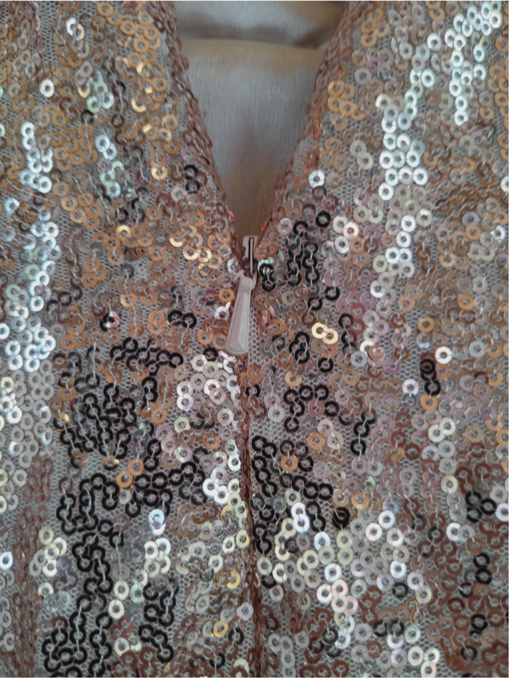 Miss Mint Rose Gold Sequin V-Neck Maxi Gown elegant sparkle floor length formal - Picture 9 of 12